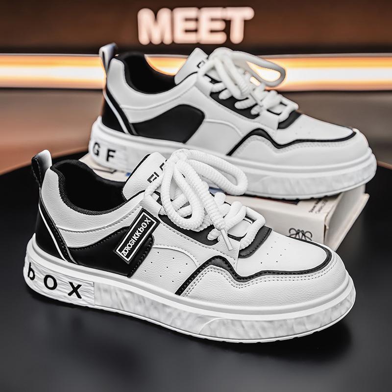 Men s Casual Sneakers Contrast Color Thick Sole Breathable Panel Fashion Low-top Shoes 39