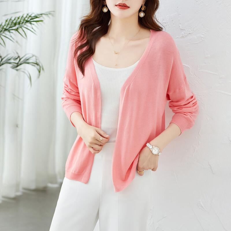 Srcr Women's Mulberry Silk Blend Thin Knit Cardigan