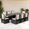 VidaXL 9-piece Garden Dining Set Black Cushions Braided Resin 3262963