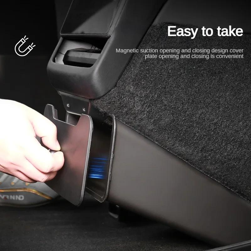 for Tesla Model Y Juniper 2026 Under Rear Air Outlet Storage Organizer Box Rear Seat Trash Can Model 3 Highland Accessories 2025