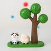 Wooden Crafts - Handmade Small Ornaments-Big Tree, Calf, Lamb & Rabbit, Cute Wood Carvings, Perfect for Wooden Home Decor