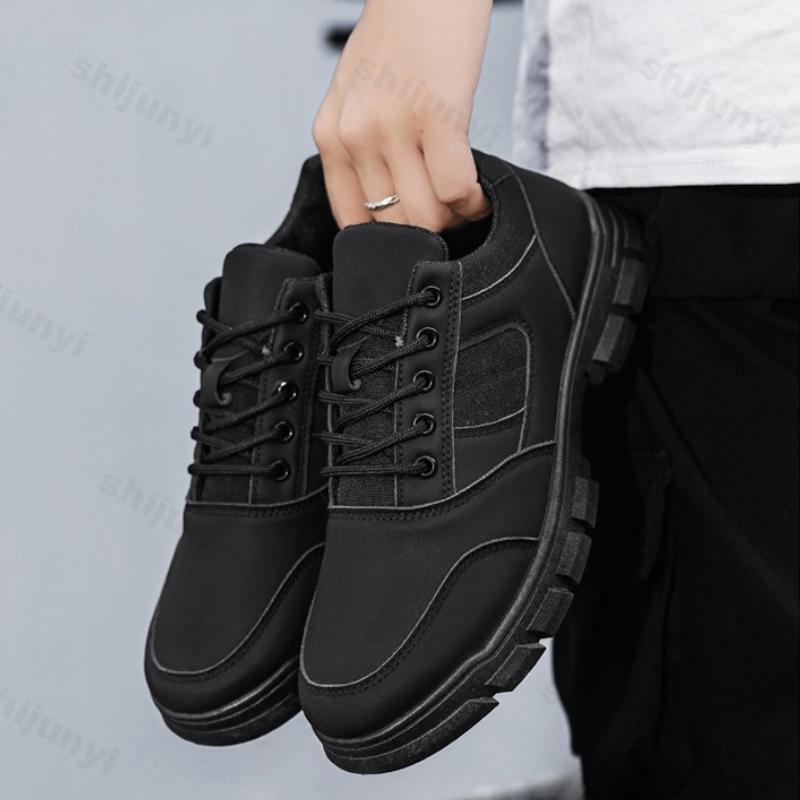 Outdoor Men Work Shoes Autumn Fashion Vintage Non Slip Wear-resistant Sneakers Comfortable Height Increase Lace Up Casual Shoes