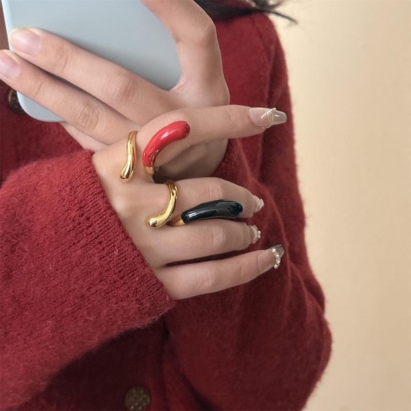 Unregelmäßiger Wassertropfen Offener Ring für Damen Verstellbarer Gebogener Öffnungs-Fingerring Zubehör Einzigartiges Festival-Accessoire