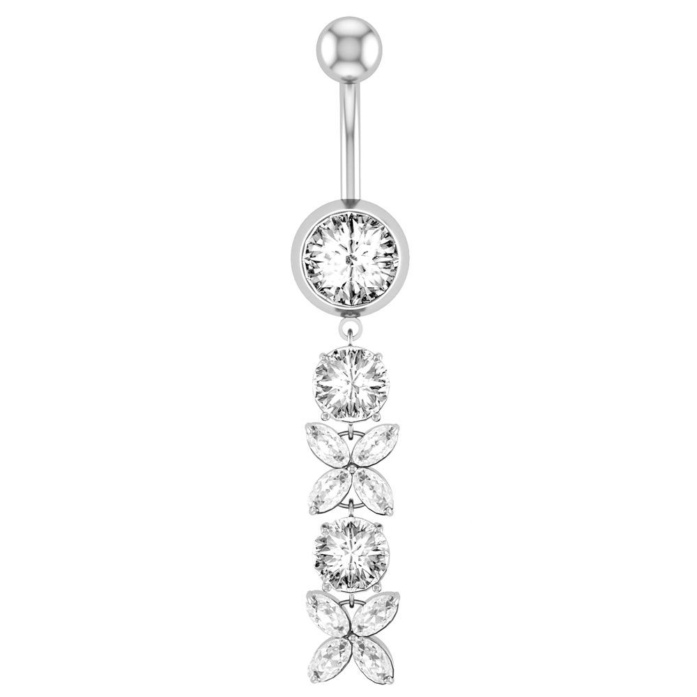 European and American Creative Leaf Zircon Belly Button Ring Jewelry