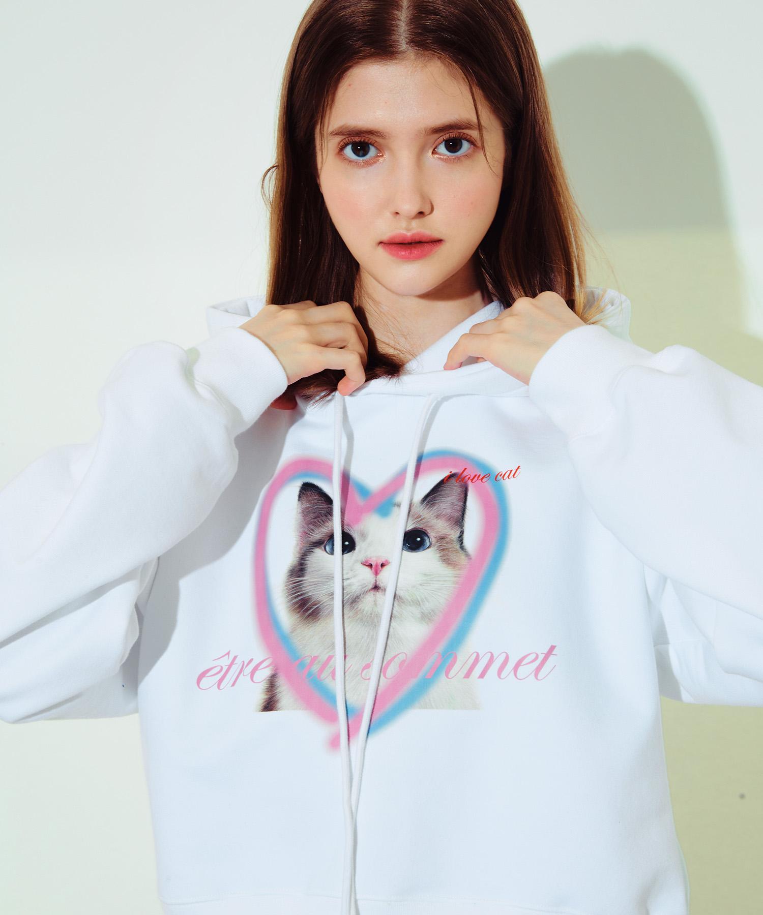 Etosome Heart Cat Face Heavy Hood (White)