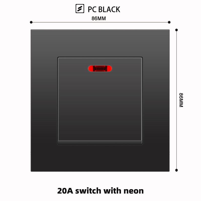 British 13A Socket with USB-C Fast Charging, Hong Kong & Macau Version, Black 3-Hole Square Pin 86 Panel
