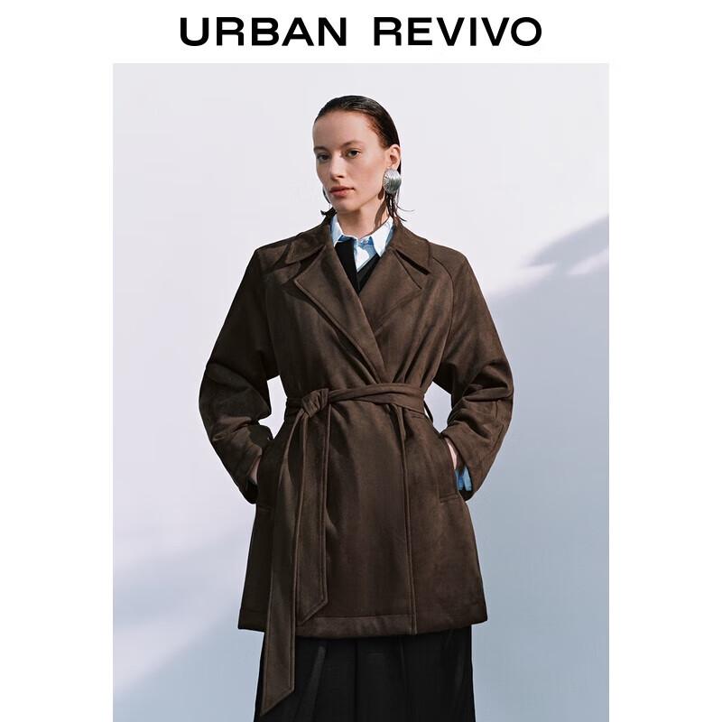 UR Women's Elegant Retro Lapel Belt Trench Coat