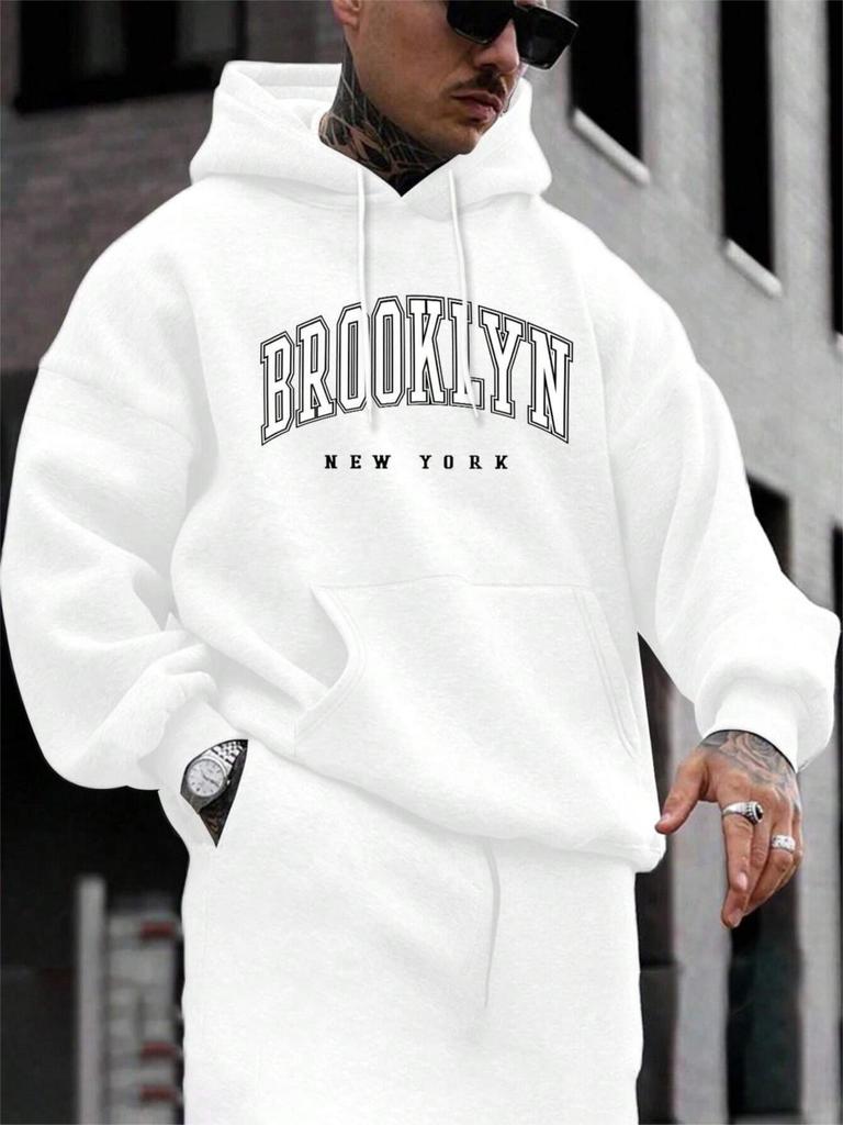 Brooklyn New York Printing Men Hoody O-Neck All Match Loose Comfortable Sweatshirt Fashion Fleece Basic Hoodie Autumn Clothes