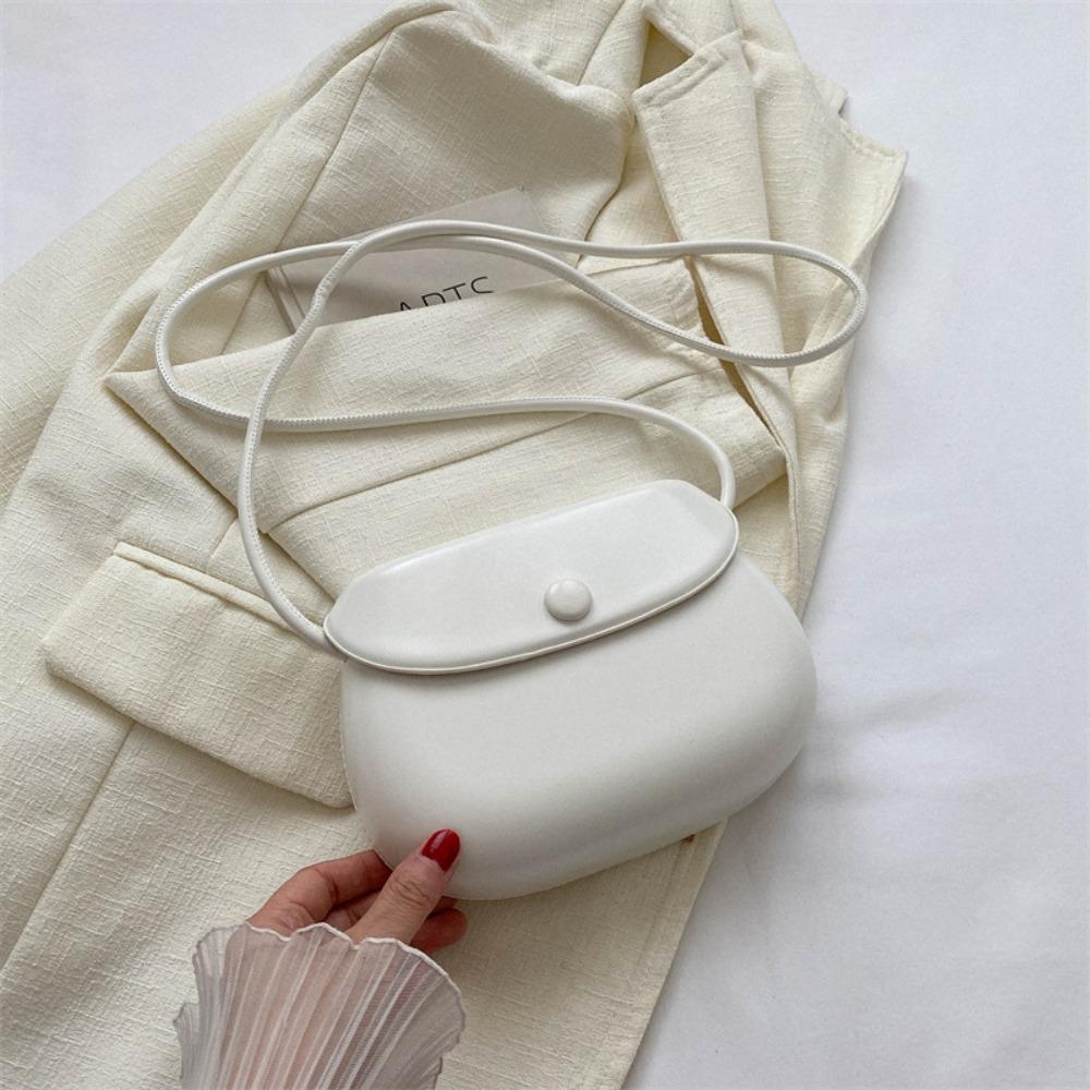 PU Leather Candy Color Shell Bag Korean Style Versatile Saddle Bag Flap Crossbody Bags  Girls