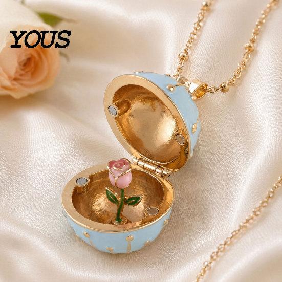 Beautiful Women Necklace Openable Oval Pendant Necklace, Dainty Birth Flower January To December Month Birthday Gift for Mom Wife