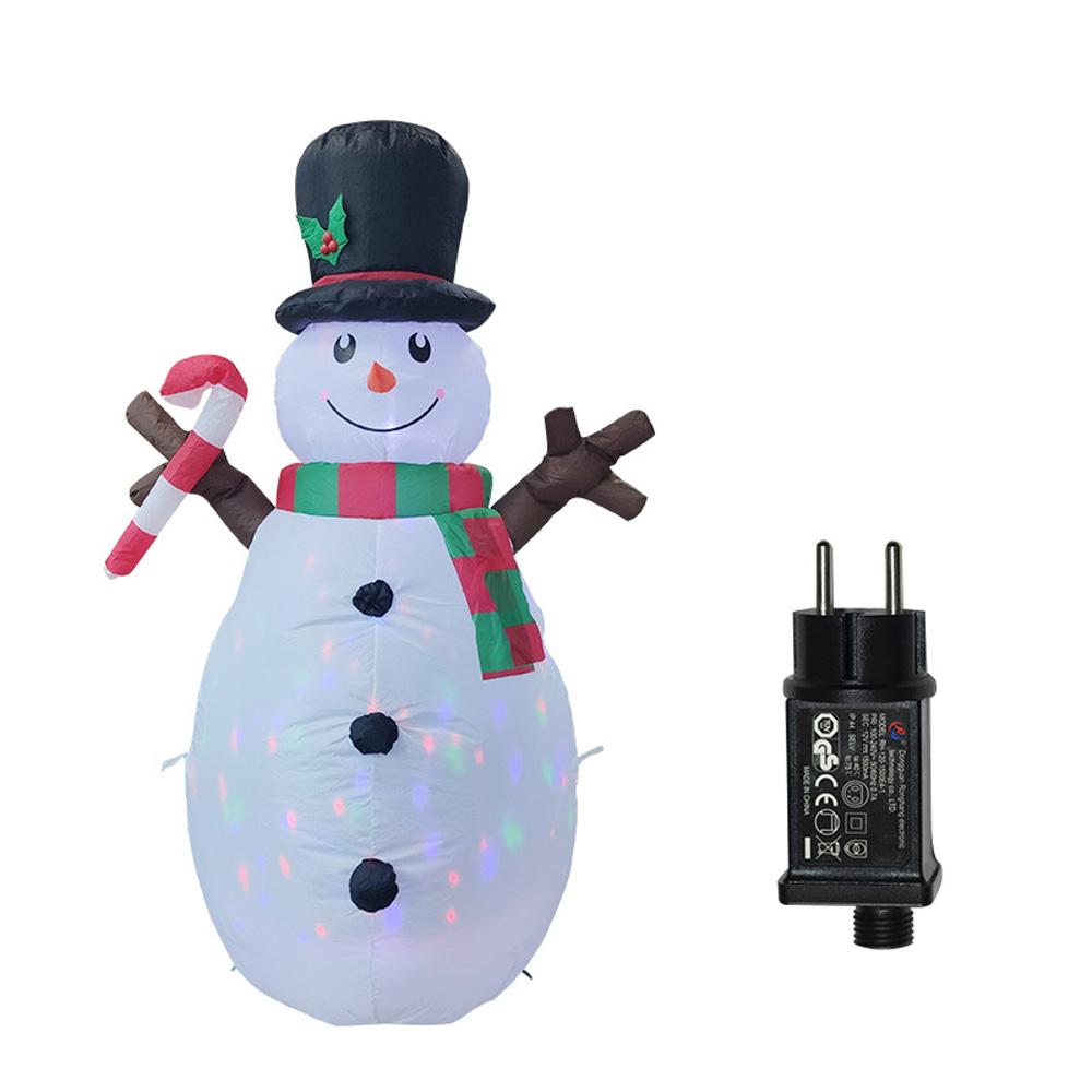 

Рождественские надувные украшения для улицы Снеговик из веток дерева 5,2 фута Встроенные вращающиеся разноцветные огни Светодиодные огни