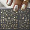 2 Pieces of Christmas and New Year Nail Stickers with Golden Snowflakes, Christmas Tree, Reindeer Heart, DIY Holiday Nail Art