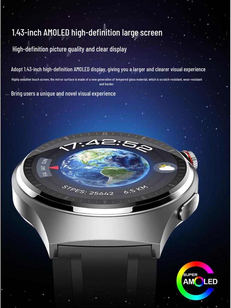 Smartwatch mit 1,43" AMOLED, EKG + PPG, Bluetooth-Anrufen, Sportmodus und Schrittzähler.