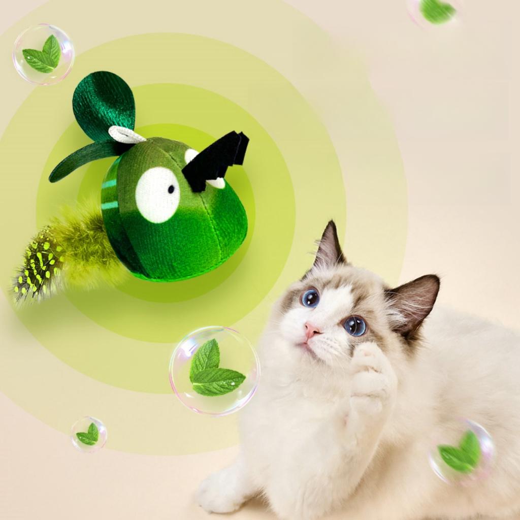 Pet Plush Sounding Toy Hanging Plush Ball Simulation Insect Creative Cat Toy Bite-resistant