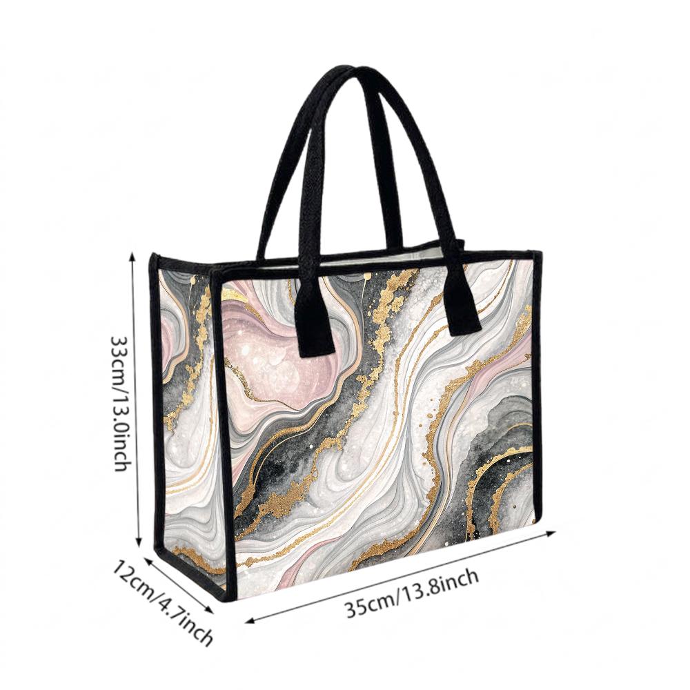 Elegant Marbled Pattern Tote Bag Fashion Portable Daily Use Handbag for Shopping Commute