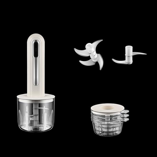 Electric Food Processor Rechargeable Meat Grinder with 2 Blades And 3 Bowls Portable Veggie Chopper Blender Kitchen Supplies