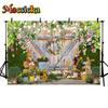 Mocsicka Easter Background Spring Flowers Meadow Eggs Rabbit Decoration Home Party Kid Photo  Studio Photography Props