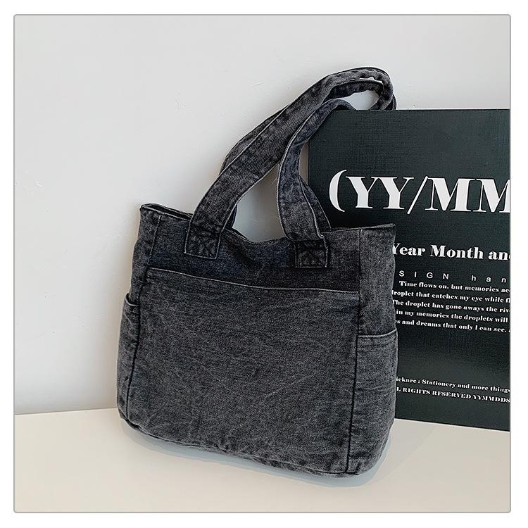2025 Japanese Washed Denim Cloth Shoulder Bag Women's Literary Large-capacity Underarm Bag Trendy Fashion Student Schoolbag