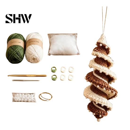 Hobby Creativi Rilassanti Addobbo di Natale Kit per Uncinetto, Albero a Spirale Fai da Te Kit Iniziale di Natale Artigianato Facile per Adulti Kit Decorazione Casa Festiva,