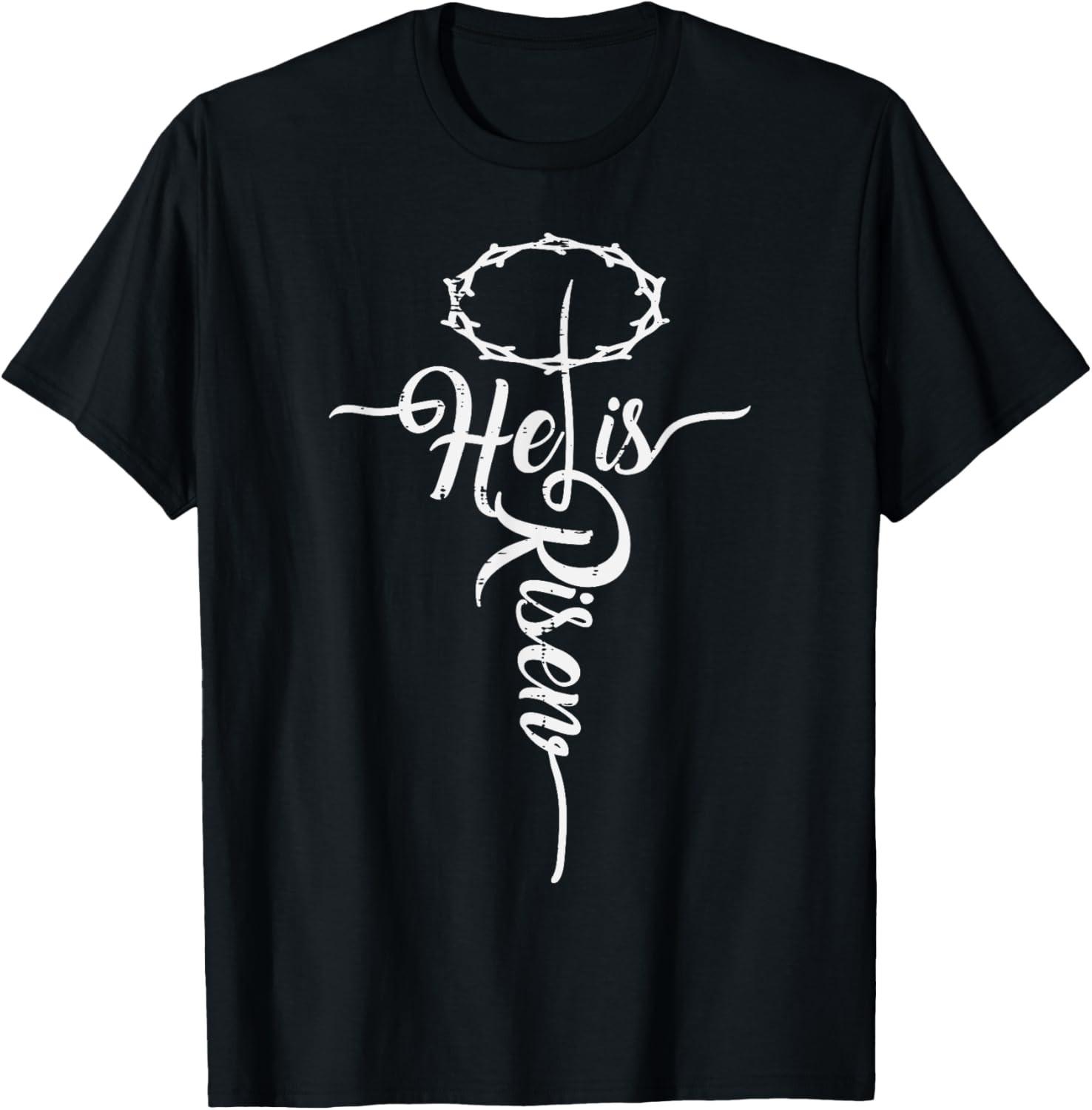 He Is Risen Cross Jesus Religious Easter Day Christians t shirt XXXL