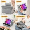 Portable 4 Angles Tablet Pillow Stand Adjustable with Pockets E-reader Reading Pillow Cushion Comfortable Reading Holder Travel