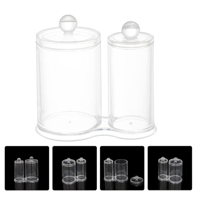 Multipurpose Clear Acrylic Storage Container Set With Lids Qtip Dispenser For Vanity Bathroom Countertop Organization