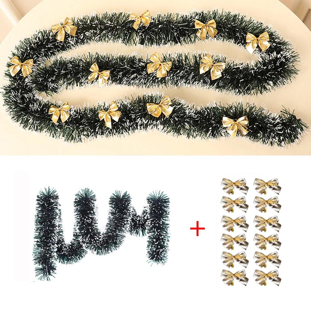 10M Christmas Garland with Gold Bow Decor