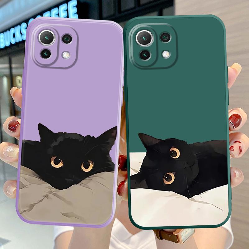 Case for Xiaomi Redmi A1 K60 K40 14C 13C 12C 9 8 10 A2 A3x Phone Cover Cartoon Black Cat Fashion