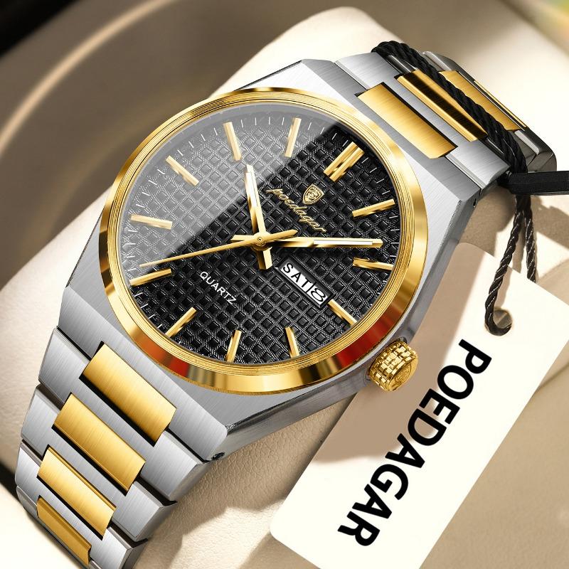 Top Brand New Style Simple Men's Watch Waterproof Double Calendar Quartz Fashionable Luxury Luminous Wristwatch