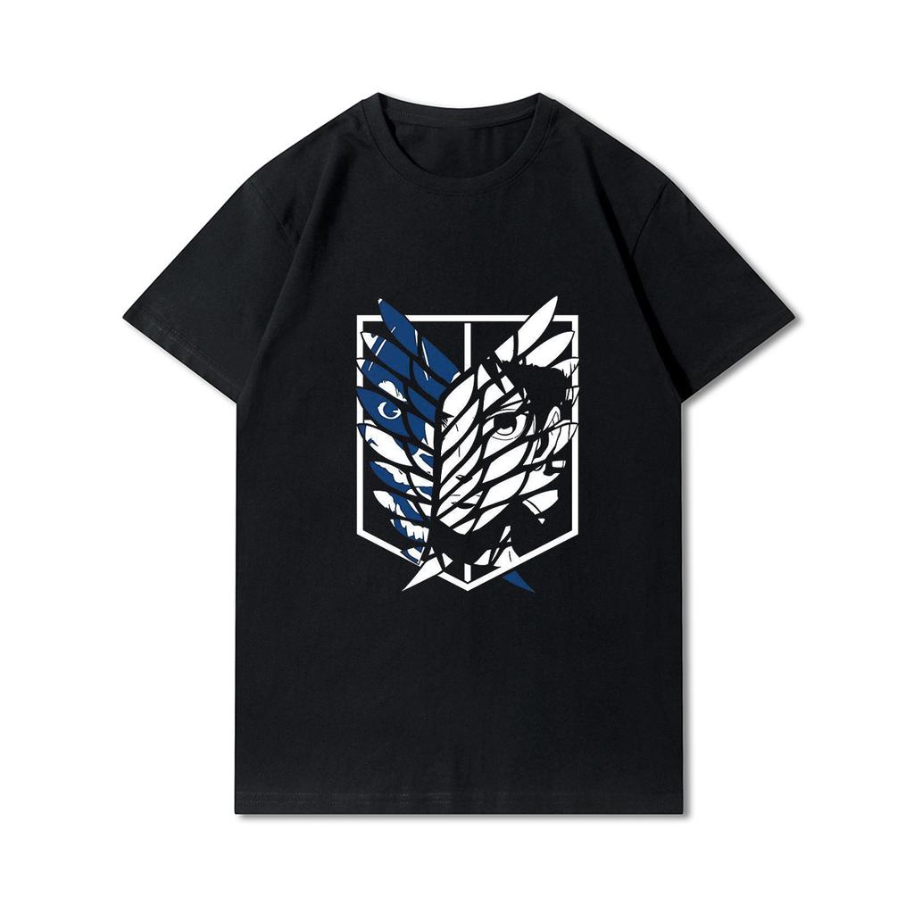 Plus Size Anime Attack On Titan Unisex trička Levi·AckerUnisex Eye Punk Tops Letní Harajuku Volné Gotické Topy s krátkými rukávy
