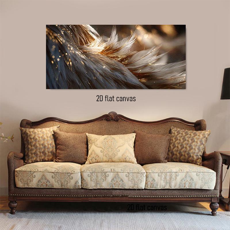 

1pcs Modern Luxury Golden Feather Canvas Decorative Painting Living Room Entrance Bedroom Wall Art Hanging Painting Simple Abstr (as the picture,50x100cm No Frame)