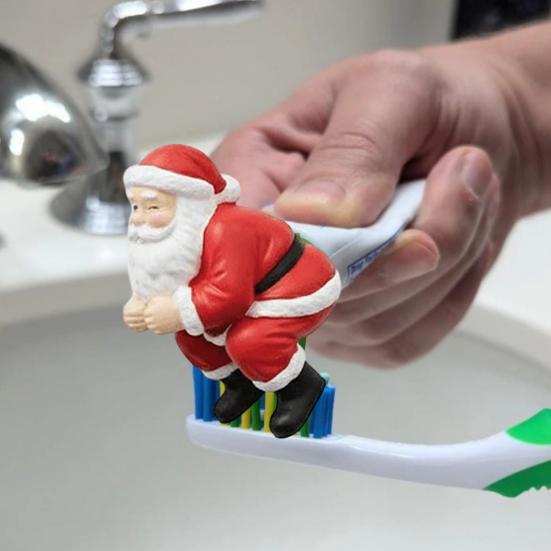 Yousheng Santa Toothpaste Topper Reusable Funny Toothpaste Dispenser 3D Santa Claus Pooping Toothpaste Cap for Christmas Bathroom Decor