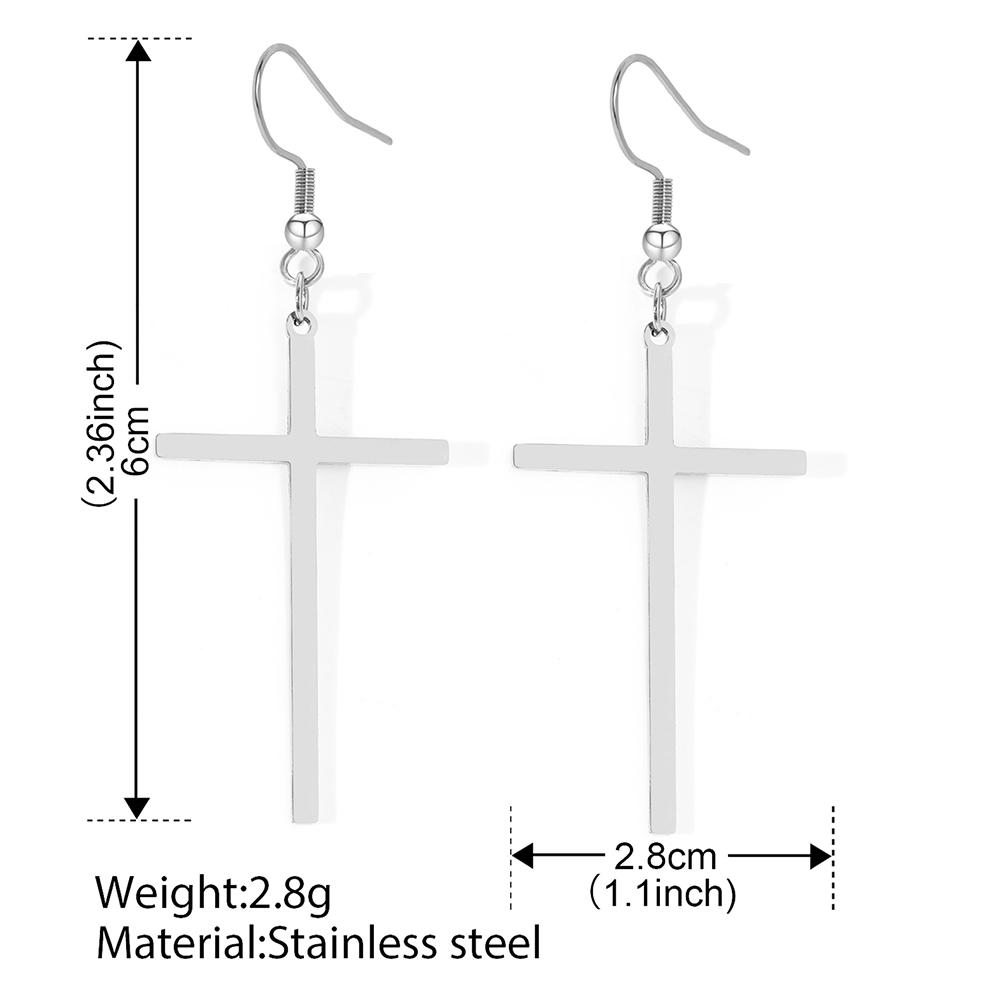 Stainless Steel Earrings Temperament Minimalist Crucifixion Dangle Hip-hop Style Earrings For Women Zircon Banquet Fine Gifts