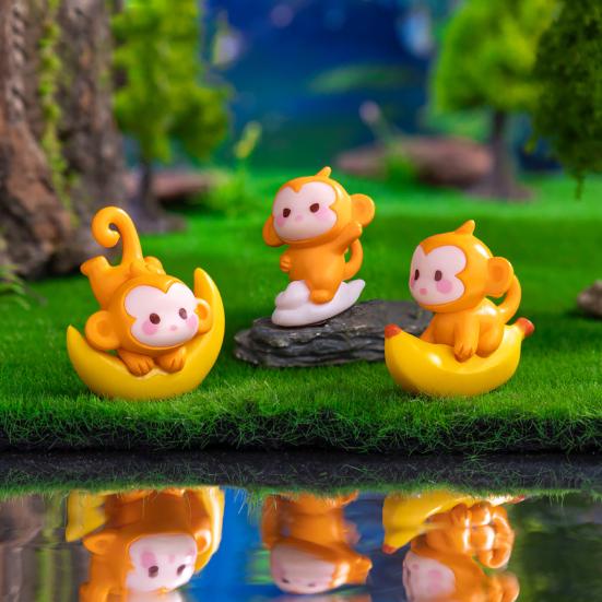 4 Pcs Monkey Miniatures Resin Mini Monkey Figurines Cartoon Miniature Monkey Statues for Desk DIY Micro Landscape