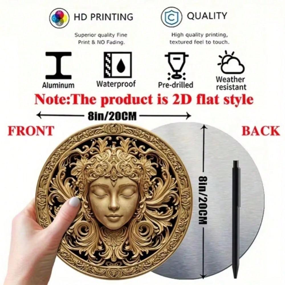 Golden Buddha 2D Flat Wall Art for Home Office Kitchen Cafe Decor