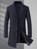 Męski płaszcz wełniany plus size - Jesienno-zimowy Długi, Casualowy, Ciepły