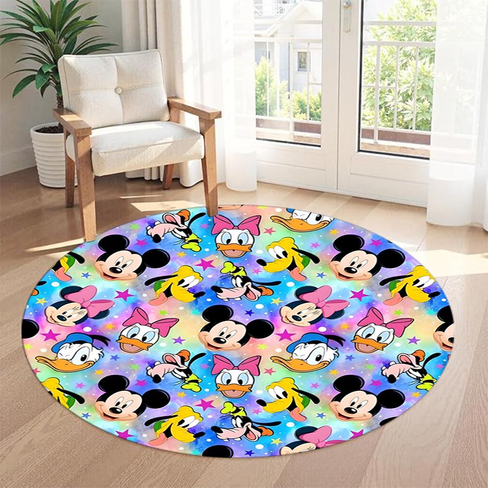 Christmas Mickey Minnie Round Floor Mat Suitable for Foyer Decorate room Hallway Balcony Antislip Round Carpet Anime Office Decor