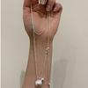 Minimalist wind brushed silver ball can pull necklace long niche design personalized versatile sweater chain neck chain