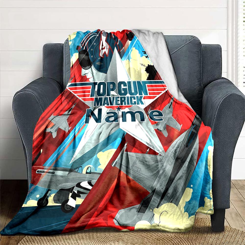 Customiz Name Personality Top Gun Maverick Blanket Soft &Warm Sofa Office Bed Travel Lunch Break Blanket, Gift Suitable All Seasons
