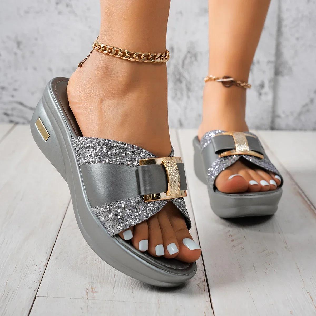 

Fashion Women Sandals 2025 New Platform Casual Sandals Fashion Wedges Shoes Women Summer Sexy Casual Shoes Slides Women Zapatos De Mujer 36 серый