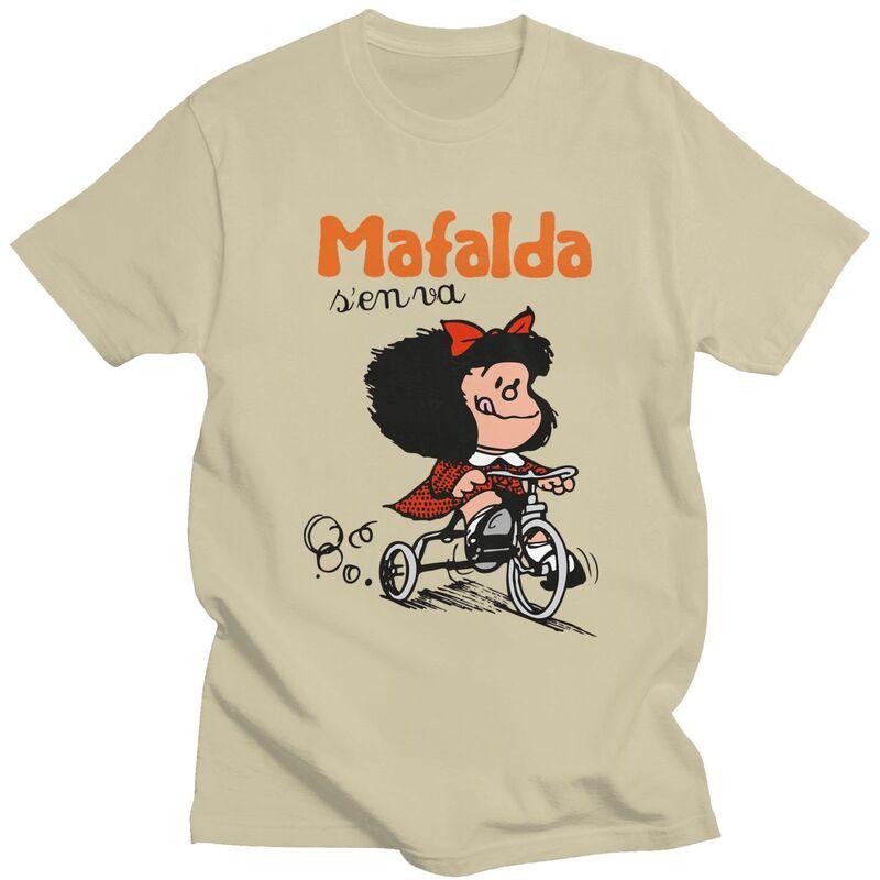 Custom Quino Comic Cartoon Mafalda T Shirt for Men 100 Cotton Tshirt Fashion Tees Short Sleeves Tshirt Clothing