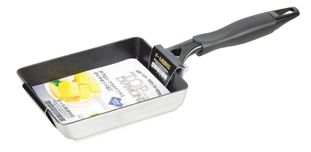 Pearl Metal Tamagoyaki 13 x 18 IH Teflon Platinum Top Blue Pan, cm, compatible, Plus, Diamond, HB-3761