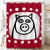Red Shower Curtain with Polka Dots Dog Design Waterproof and Washable for Bathrooms Decoration