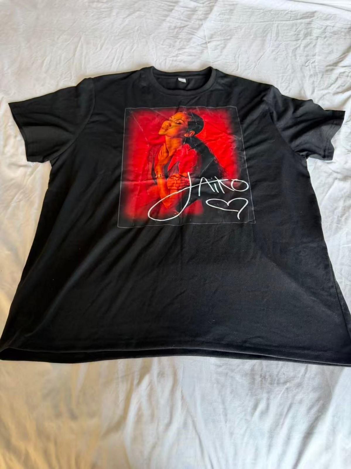Black Graphic Portrait T Shirt Red Art Print Signature Design Unisex XL S