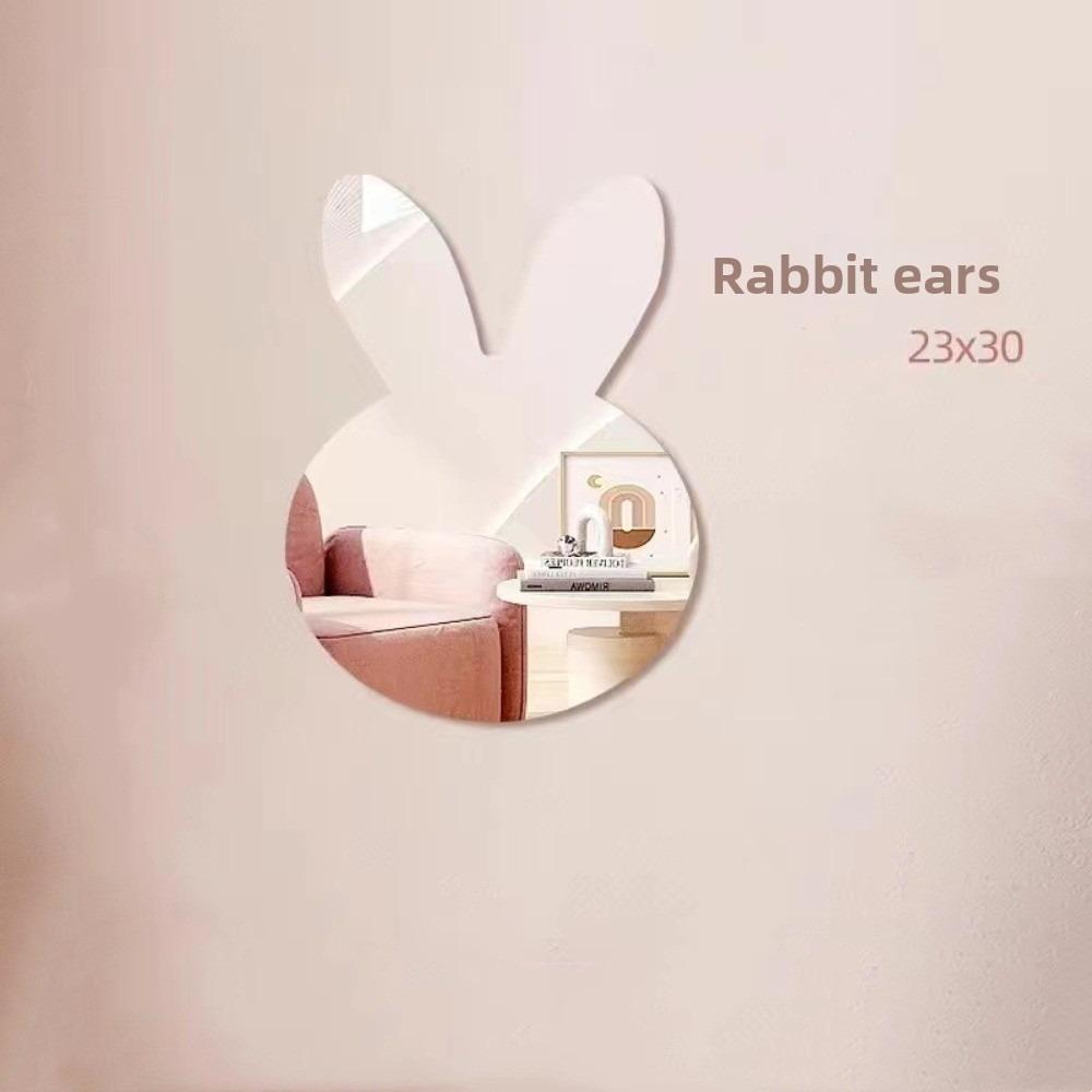 Cartoon Rabbit Shape Acrylic Mirror Sheet DIY Self Adhesive Makeup Mirror Decor Girls Gifts Shatterproof Mirror Tiles Bathroom