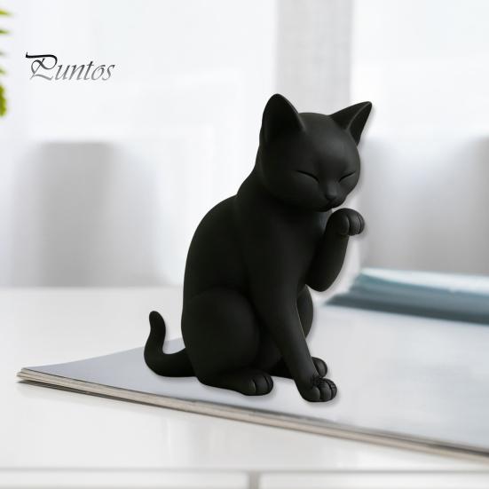 Scultura Elegante di Gatto Modello Nero, Ornamento di Forma Mini, Stampato 3D Opaco Piccolo Decorazione da Scrivania Statuetta Decorativa per Ingresso Camera da Letto