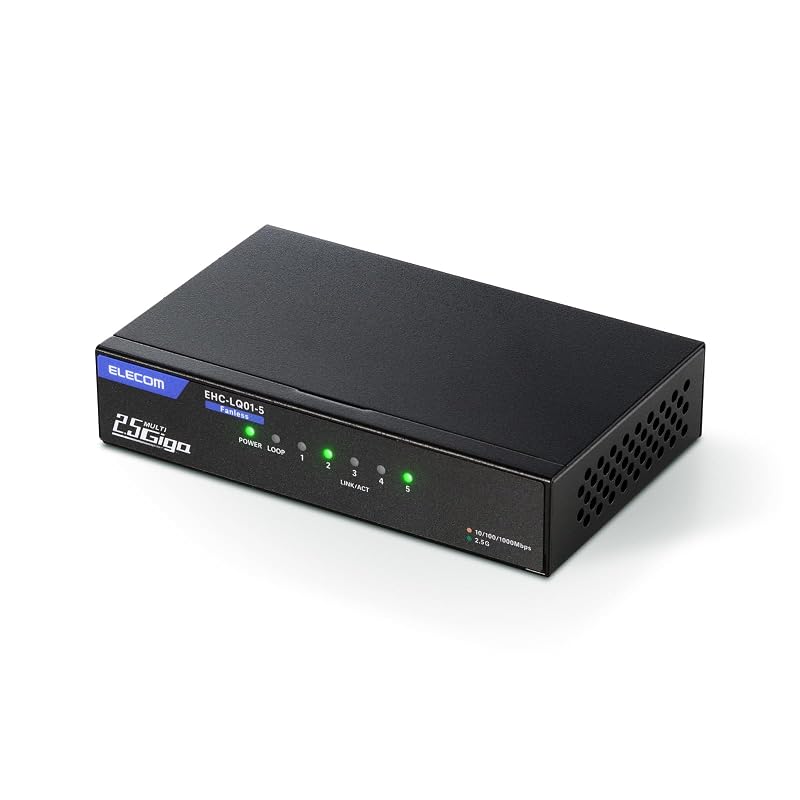 ELECOM Switching Hub, 2.5G Compatible, 5 Ports, Metal Casing, External Power Supply, All Ports Support 2.5Gbps, Japanese Manufacturer, EHC-LQ01-5