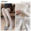 AMUSIVE Japanese-Style Vertical Stripe Split Toe Tights: Anti-Pilling, Slightly Sheer, Seamless, with Right Angle Heel.