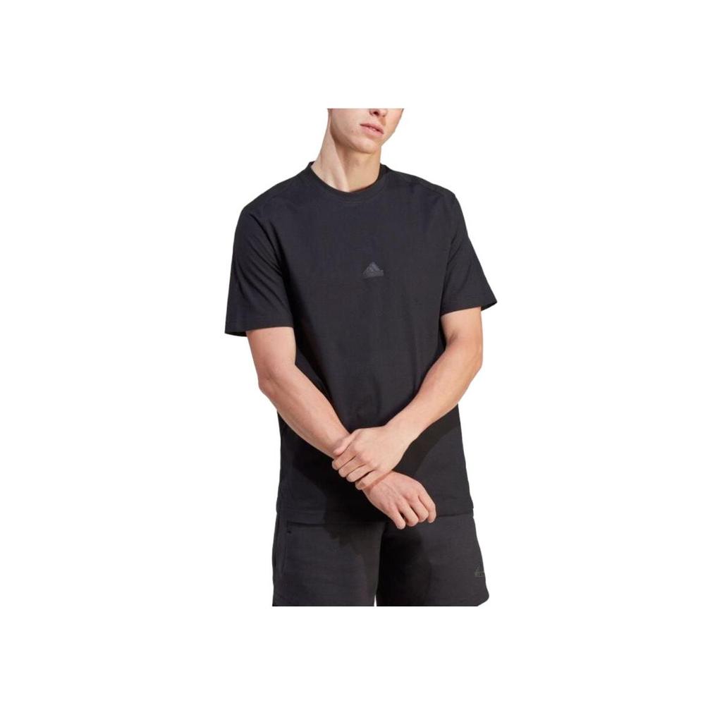 Adidas Solid Color Crew Neck Straight Cut Short Sleeve T-Shirt Men Tops Black IJ6129