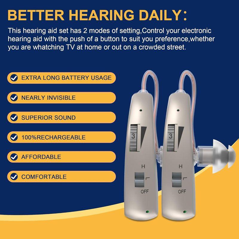 Wireless rechargeable hearing aids for seniors with noise reduction and magnetic charging case, advanced digital hearing aids
